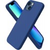 Husa iPhone 14, SIlicon Catifelat cu interior Microfibra, Albastru Marine